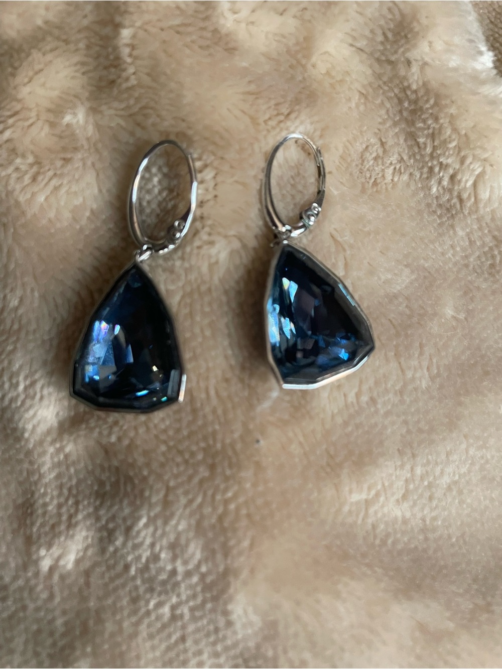 Swarovski Deep Blue Crystal Drop Earrings